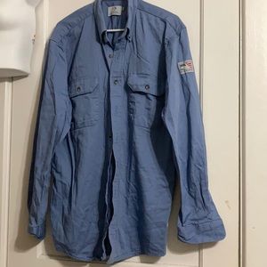 Blue Long Sleeve FR flame resistant work shirt
